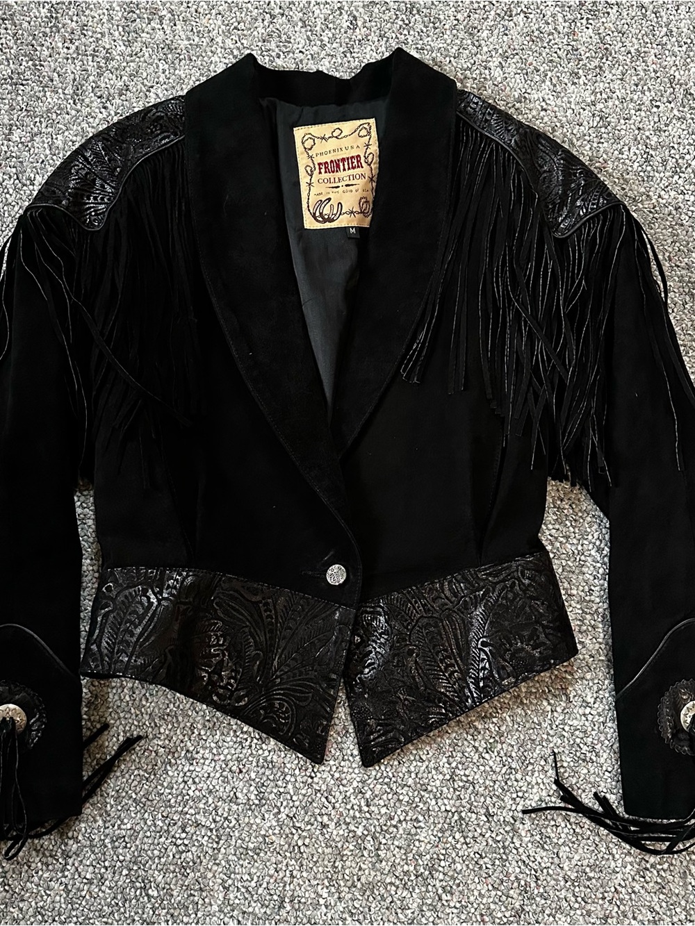 Frontier Collection Women’s Black Suede Fringe Leather Jacket